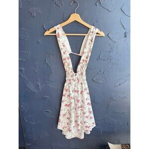 white floral open back dress